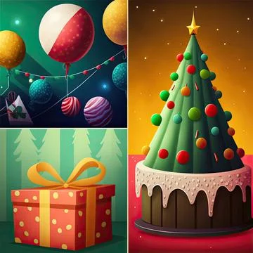 Collection set of Christmas theme, Made by AI,Artificial intelligence Stock Illustration