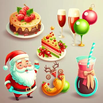 Collection set of Christmas theme, Made by AI,Artificial intelligence Stock Illustration