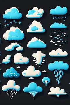 Collection set of cloud vector illustration, Made by AI,Artificial intelligen Stock Illustration