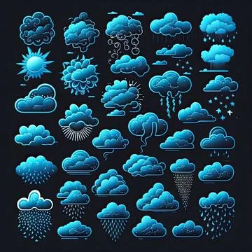 Collection set of cloud vector illustration, Made by AI,Artificial intelligen Stock Illustration