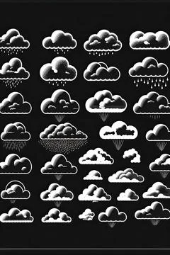 Collection set of cloud vector illustration, Made by AI,Artificial intelligen Stock Illustration