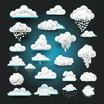 Collection set of cloud vector illustration, Made by AI,Artificial intelligen Stock Illustration