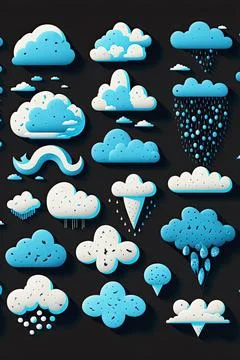 Collection set of cloud vector illustration, Made by AI Stock Illustration