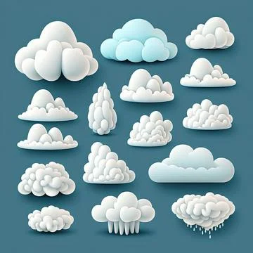 Collection set of cloud vector illustration, Made by AI Stock Illustration