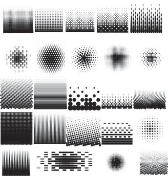 Collection set of different abstract halftone art elements. dots, squares, an Stock Illustration