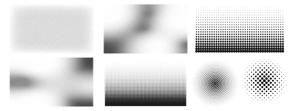 Collection set of different abstract halftone art elements. Dots, squares, an Stock Illustration