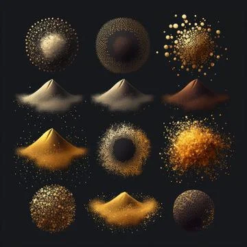Collection set of gold dust vector illustration, Made by AI,Artificial inte.. Stock Illustration