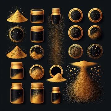 Collection set of gold dust vector illustration, Made by AI,Artificial inte.. Stock Illustration