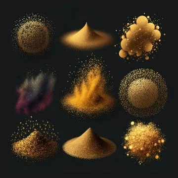 Collection set of gold dust vector illustration, Made by AI,Artificial inte.. Stock Illustration