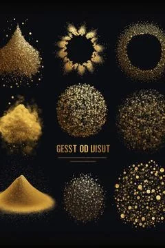 Collection set of gold dust vector illustration, Made by AI Stock Illustration