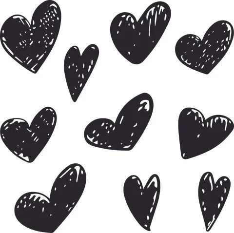 Collection set of hand drawn doodle scribble hearts isolated on white background Stock Illustration