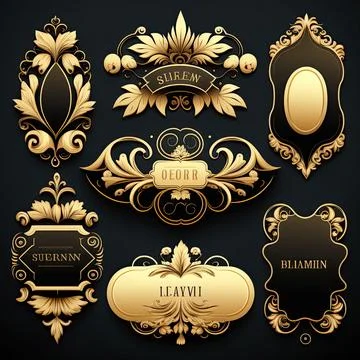 Collection set of label ornament vector illustration, Made by AI,Artificial.. Stock Illustration