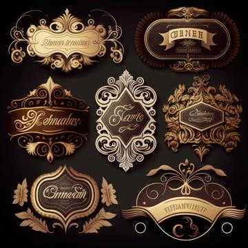 Collection set of label ornament vector illustration, Made by AI Stock Illustration