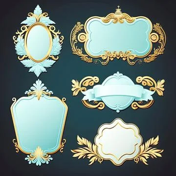 Collection set of label ornament vector illustration, Made by AI Stock Illustration
