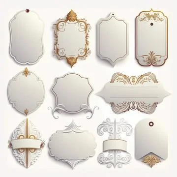 Collection set of label ornament vector illustration, Made by AI,Artificial Stock Illustration