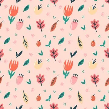 Collection set of leaf plants and flowers pattern Illustrazione stock