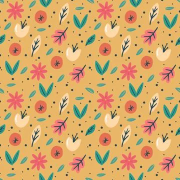 Collection set of leaf plants and flowers pattern イラスト素材