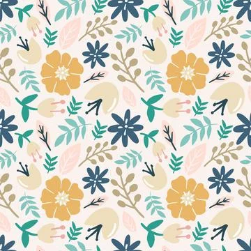 Collection set of leaf plants and flowers pattern イラスト素材