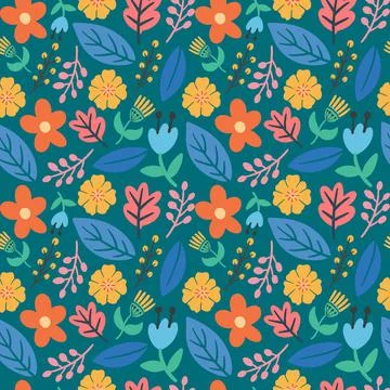 Collection set of leaf plants and flowers pattern Stock Illustration