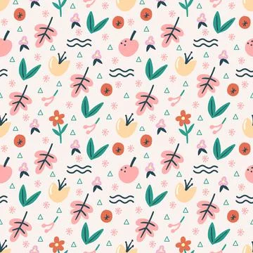 Collection set of leaf plants and flowers pattern イラスト素材