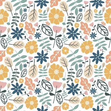 Collection set of leaf plants and flowers pattern 스톡 일러스트
