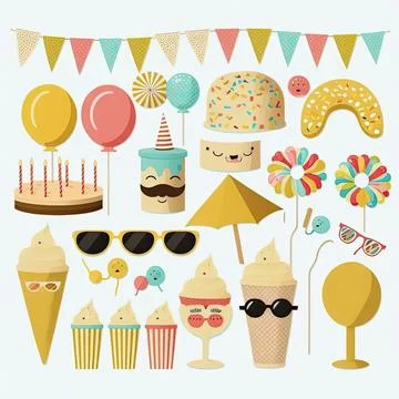 Collection set of party, white background, Made by AI,Artificial intelligence Stock Illustration
