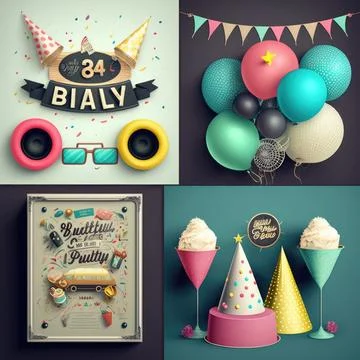 Collection set of party, white background, Made by AI,Artificial intelligence Stock Illustration