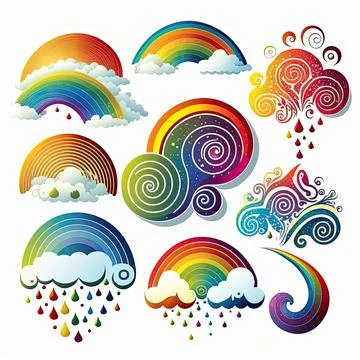 Collection set of rainbow ornament vector illustration, Made by AI,Artifici.. Stock Illustration