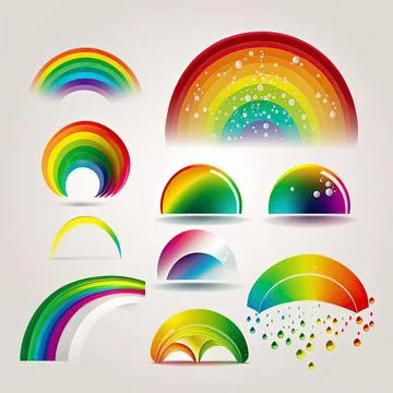 Collection set of rainbow ornament vector illustration, Made by AI,Artifici.. Stock Illustration