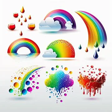 Collection set of rainbow, white background, Made by AI,Artificial intelligen Stock Illustration