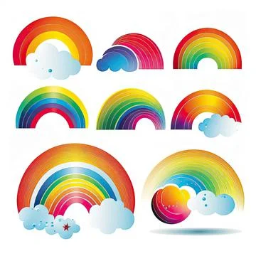 Collection set of rainbow, white background, Made by AI,Artificial intelligen Stock Illustration