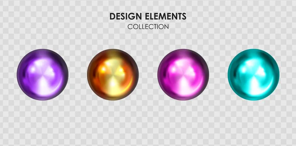 Collection set of realistic 3d render metallic color gradient geometric shape Stock Illustration
