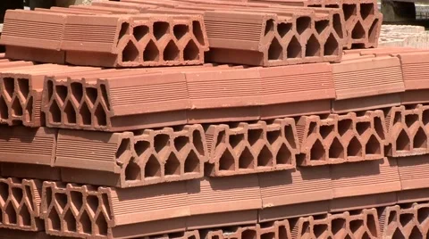 Collection set of red brick Stock Footage 45667196