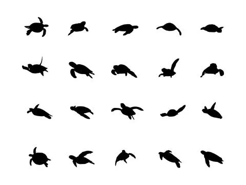Collection Set of the Sea Turtle Silhouette Illustrazione stock