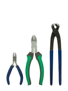 Collection set of three wire-cutters. Stock Photos