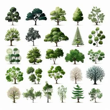 Collection set of tree, Made by AI,Artificial intelligence Stock Illustration