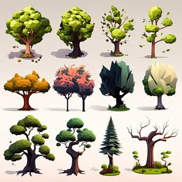 Collection set of tree, Made by AI,Artificial intelligence Illustrazione stock