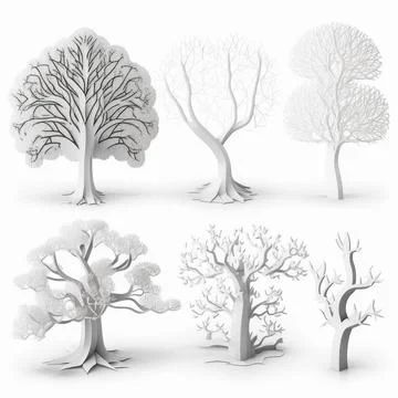 Collection set of tree, Made by AI,Artificial intelligence Stock Illustration