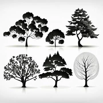 Collection set of tree, Made by AI,Artificial intelligence Illustrazione stock