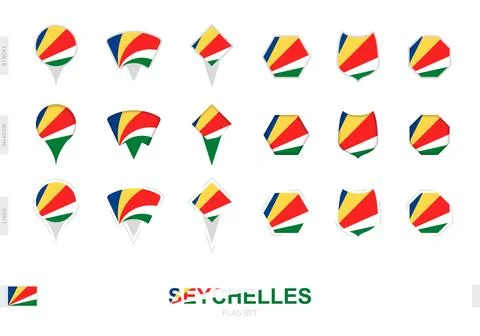 Collection of the Seychelles flag in different shapes and with three differ.. Stock Illustration