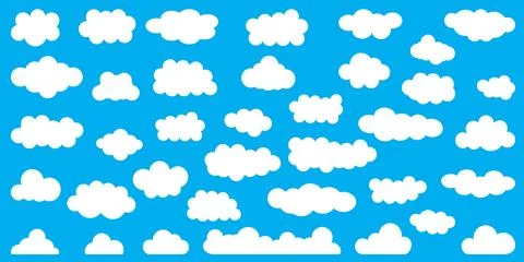 Collection of shapes of clouds on sky for design. Set of vector illustratio.. Stock Illustration