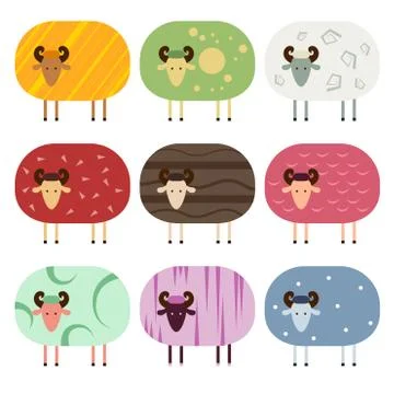 Collection of sheep Stock Illustration