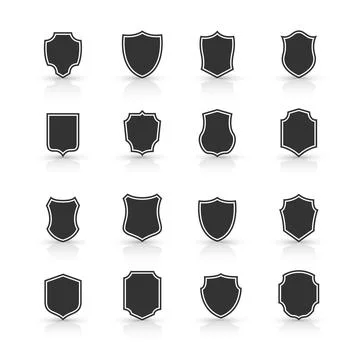 Collection of shield icon vector template isolated. logo design, flat style Stock Illustration