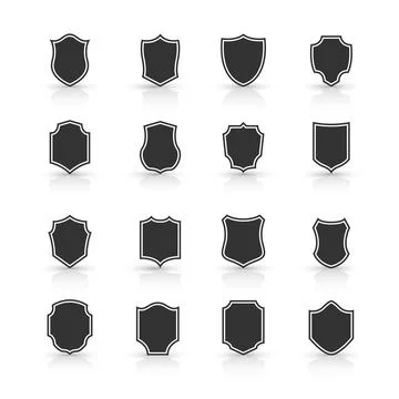 Collection of shield icon vector template isolated. logo design, flat style Stock Illustration