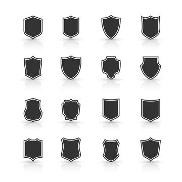 Collection of shield icon vector template isolated. logo design, flat style Stock Illustration