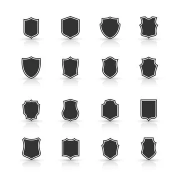 Collection of shield icon vector template isolated. logo design, flat style Stock Illustration