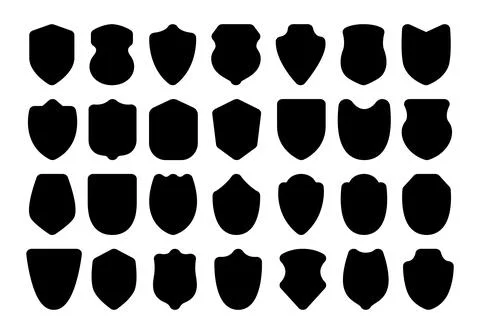 Collection shield shapes with checkmarks, representing safety, security, and Illustrazione stock