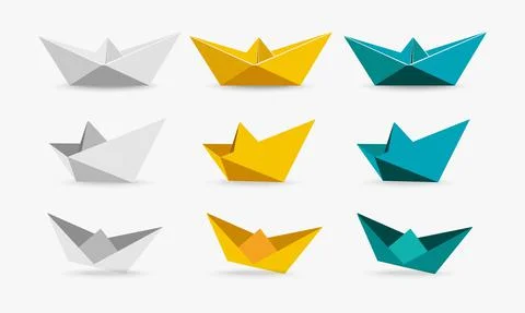Collection of ship paper cartoon vector design. Pack of paper ships icon Stock Illustration