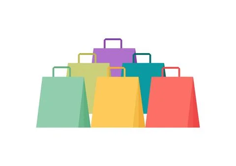 A collection of shopping bag illustrations with different colors Stock Illustration