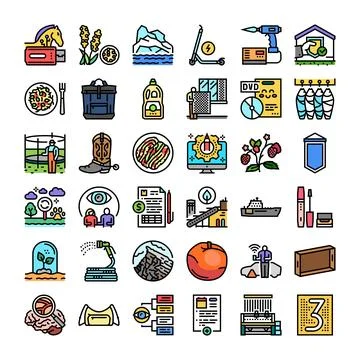 Collection showcasing diverse industries, technology, nature, finance, and .. Stockillustratie